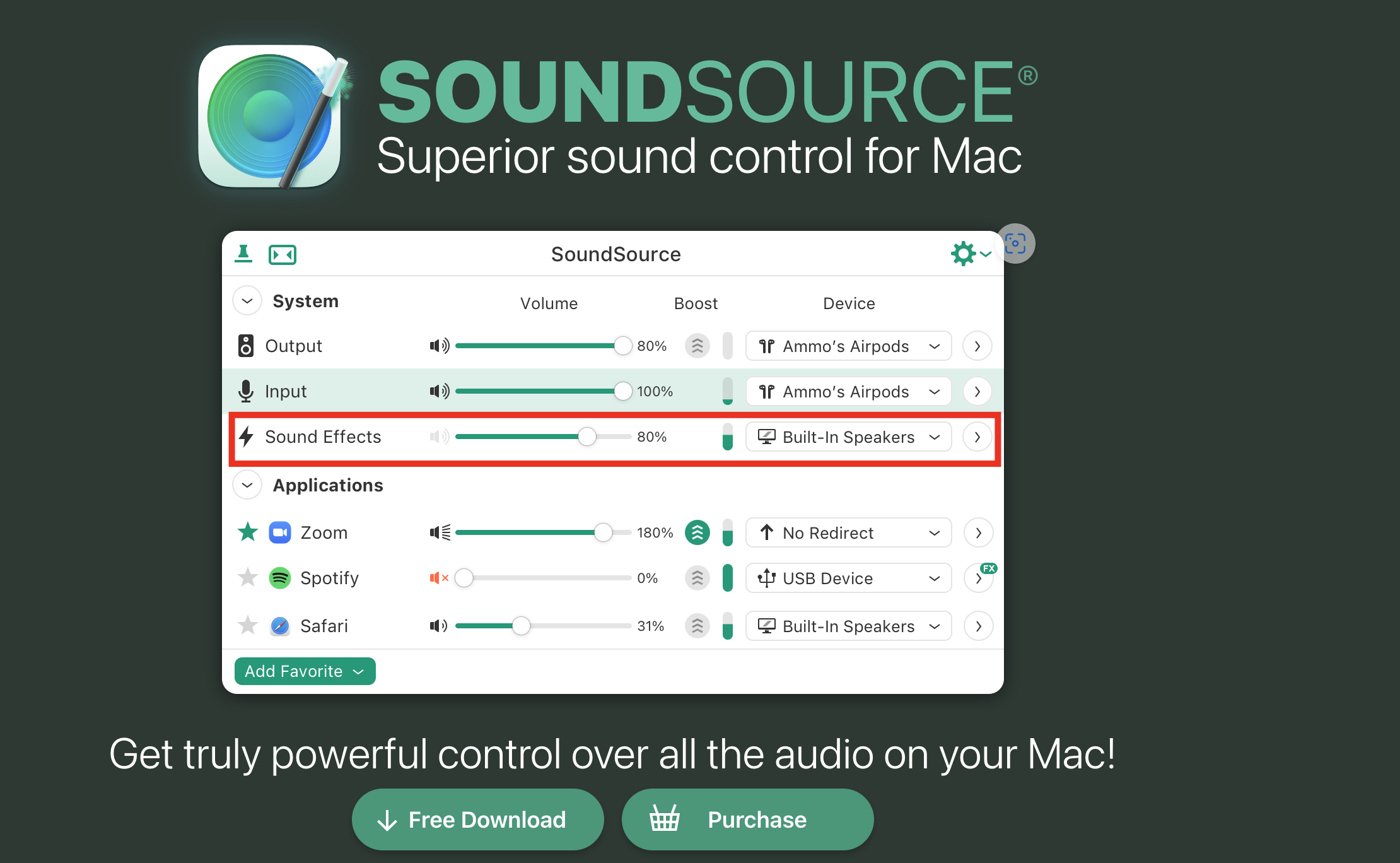 SoundSource 系统音效输出设置
